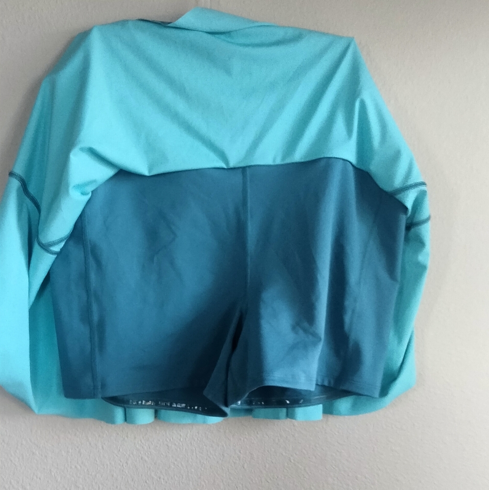Athleta 1X Ace Printed Tennis Skort 13.5" Teal Marble Skater Skirt - Picture 3 of 10